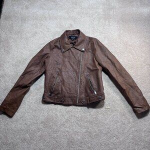 CoffeeShop Juniors Faux-Leather Moto Jacket Brown Size M